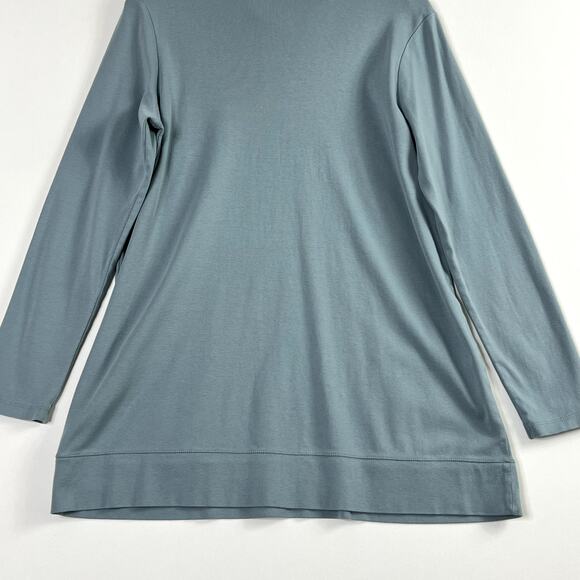 J Jill Long Sleeve Perfect Pima Turtleneck Tunic Pockets Blue Womens Medium - Picture 8 of 12